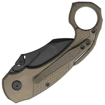 KB Knives Toucan Button Lock Bronze KB463C - CPM-20CV Karambit With Bronze Anodized Titanium Handle by KB Knives