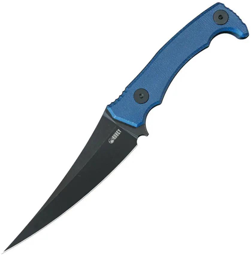 Kubey Sicarii Fixed Blade Knife KU477D - Blue Micarta Handle With Blackwash 14C28N Skinner Blade Full Tang by Kubey