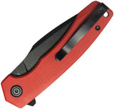 Kubey Calyce Linerlock Knife Red G10 Handle with 14C28N Sandvik Stainless Blade Black Stonewash Finish 4.5 In Closed by kubey