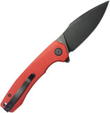 Kubey Calyce Linerlock Knife Red G10 Handle with 14C28N Sandvik Stainless Blade Black Stonewash Finish 4.5 In Closed by kubey