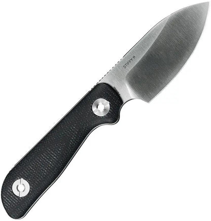Kunwu Knives Stiffy P Fixed Blade Knife With Satin 3in Blade Full Tang Black Micarta Handle VANADIS8 Steel Outdoorsmen by Kunwu Knives