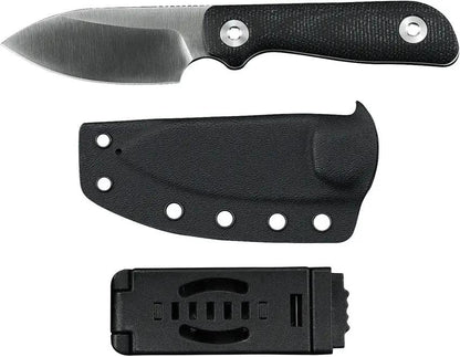 Kunwu Knives Stiffy P Fixed Blade Knife With Satin 3in Blade Full Tang Black Micarta Handle VANADIS8 Steel Outdoorsmen by Kunwu Knives