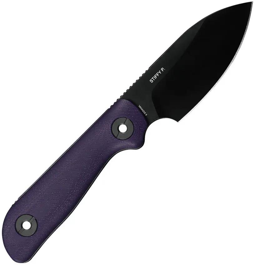 Kunwu Knives Stiffy P Fixed Blade Knife DLC Coated Vanadis 8 Steel Purple G10 Full Tang For Outdoor EDC Enthusiasts by Kunwu Knives