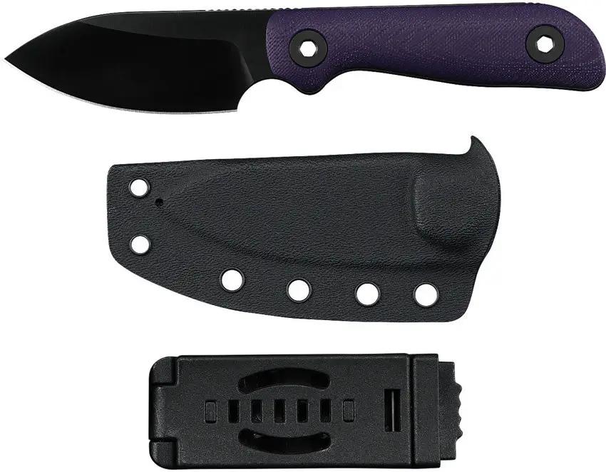 Kunwu Knives Stiffy P Fixed Blade Knife DLC Coated Vanadis 8 Steel Purple G10 Full Tang For Outdoor EDC Enthusiasts by Kunwu Knives