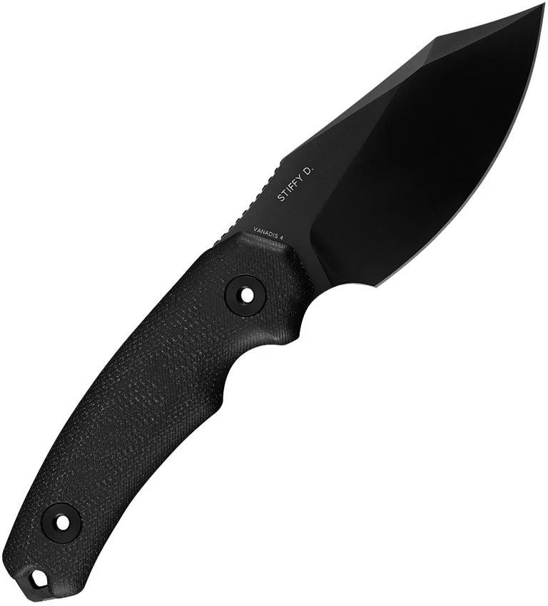 Kunwu Knives Stiffy D Fixed Blade 3.5in DLC Blade VANADIS4 Steel Full Tang Black Micarta Kydex Sheath For Outdoorsmen by Kunwu Knives