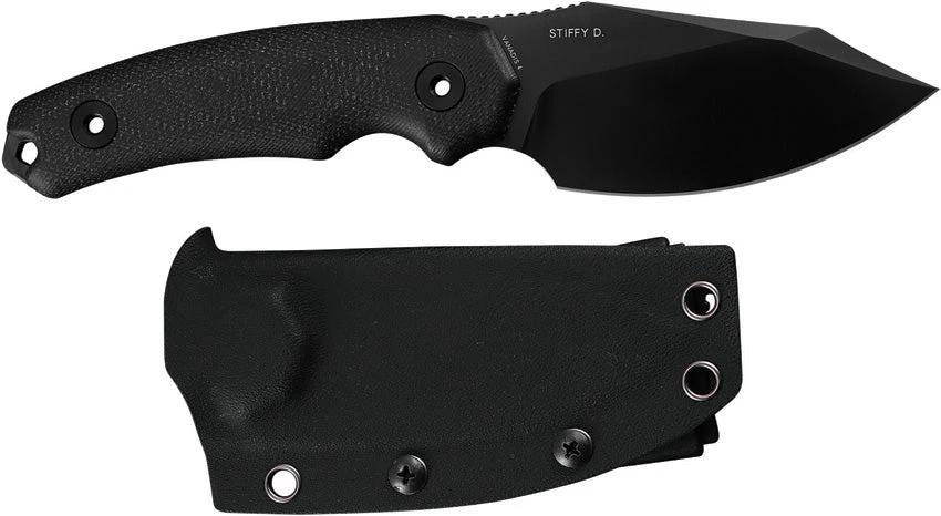 Kunwu Knives Stiffy D Fixed Blade 3.5in DLC Blade VANADIS4 Steel Full Tang Black Micarta Kydex Sheath For Outdoorsmen by Kunwu Knives