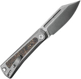 Kunwu Knives Geezer Slip Joint Knife J708T1 Premium EDC Blade Satin Elmax Titanium Gray Handle Copper Foil Inlay by Kunwu Knives