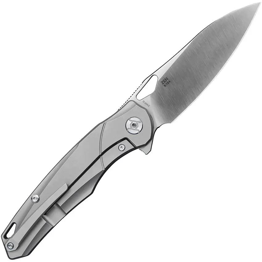 Kunwu Zen Framelock Folding Knife K704 With Elmax Satin Blade Gray Titanium Handle For EDC Enthusiasts by Kunwu Knives