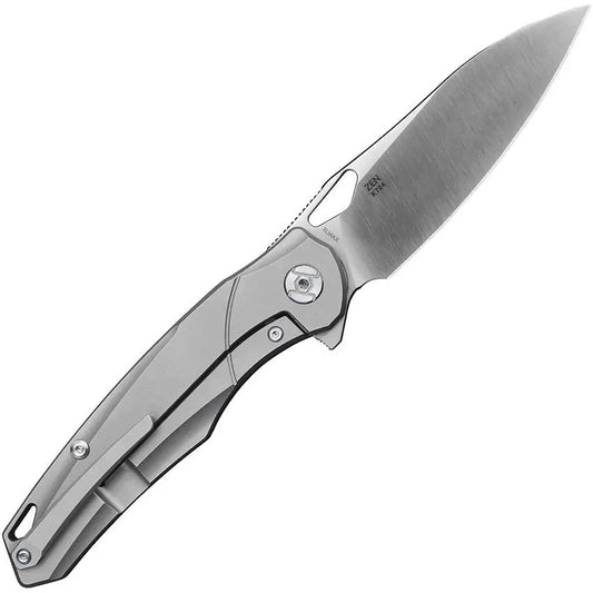 Kunwu Zen Framelock Folding Knife K704 With Elmax Satin Blade Gray Titanium Handle For EDC Enthusiasts by Kunwu Knives