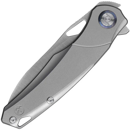 Kunwu Zen Framelock Folding Knife K704 With Elmax Satin Blade Gray Titanium Handle For EDC Enthusiasts by Kunwu Knives