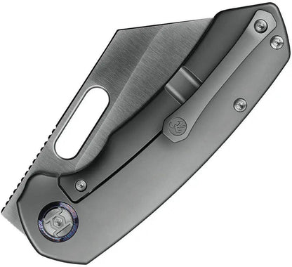 Kunwu Knives Primo Framelock Gray K710T1A Premium Vancron Steel Blade Satin Cleaver Titanium Handle EDC Ready by Kunwu Knives
