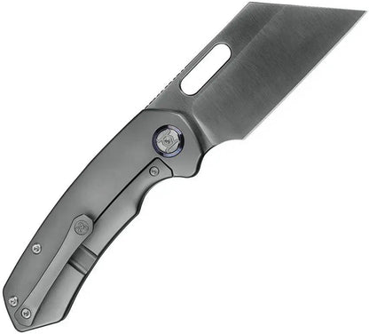 Kunwu Knives Primo Framelock Gray K710T1A Premium Vancron Steel Blade Satin Cleaver Titanium Handle EDC Ready by Kunwu Knives