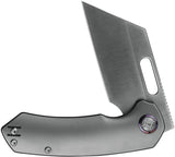 Kunwu Knives Primo Framelock Gray K710T1A Premium Vancron Steel Blade Satin Cleaver Titanium Handle EDC Ready by Kunwu Knives