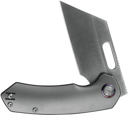 Kunwu Knives Primo Framelock Gray K710T1A Premium Vancron Steel Blade Satin Cleaver Titanium Handle EDC Ready by Kunwu Knives