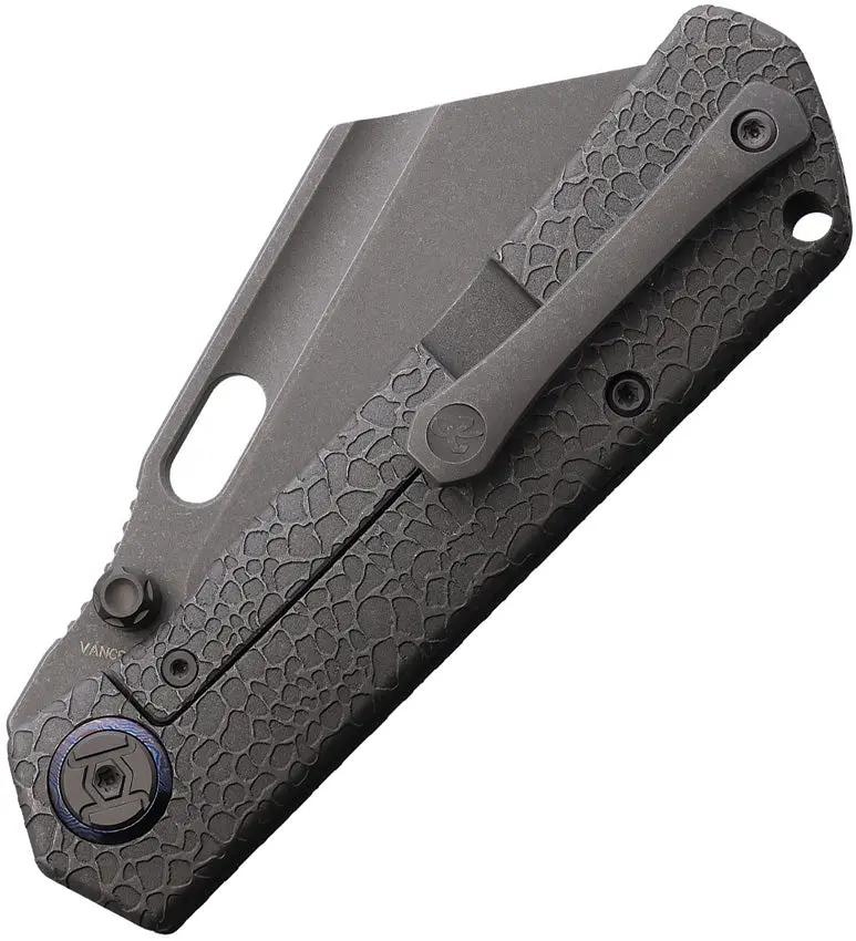 Kunwu Cochise Framelock HD Ti Knife 3.5in Vancron Blade Gray Stonewash Titanium Handle EDC Premium by Kunwu Knives