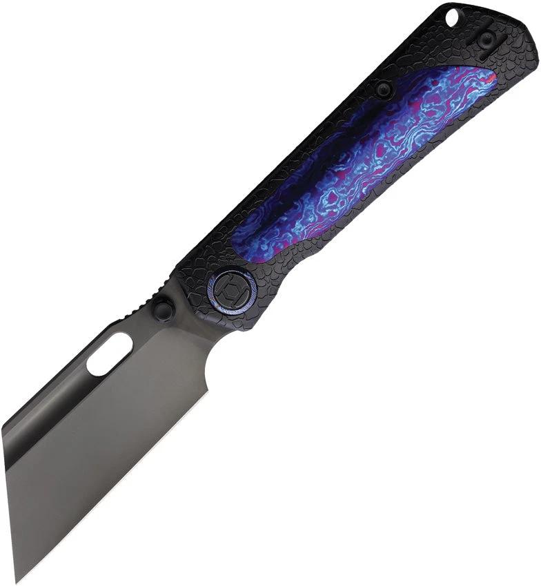 Kunwu Cochise Framelock Timascus Knife With Honeydew Titanium Handle And Black DLC Blade For EDC Enthusiasts by Kunwu Knives