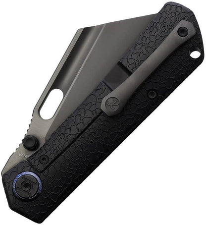 Kunwu Cochise Framelock Timascus Knife With Honeydew Titanium Handle And Black DLC Blade For EDC Enthusiasts by Kunwu Knives