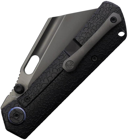 Kunwu Cochise Framelock Timascus Knife With Honeydew Titanium Handle And Black DLC Blade For EDC Enthusiasts by Kunwu Knives
