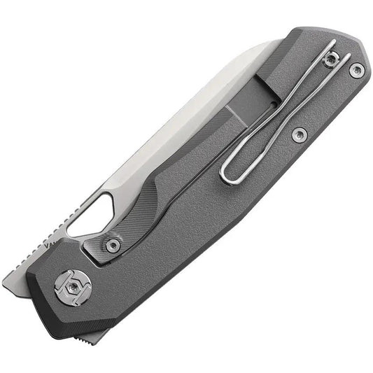 Kunwu TAO Framelock Sheepsfoot S703 Premium EDC Knife with Satin 3.5 Inch Blade, Gray Titanium Handle, Vanax 60 62 HRC by Kunwu Knives