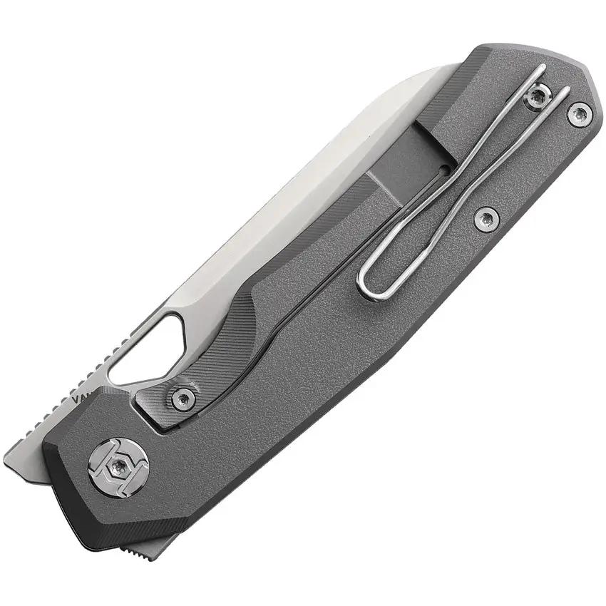 Kunwu TAO Framelock Sheepsfoot S703 Premium EDC Knife with Satin 3.5 Inch Blade, Gray Titanium Handle, Vanax 60 62 HRC by Kunwu Knives