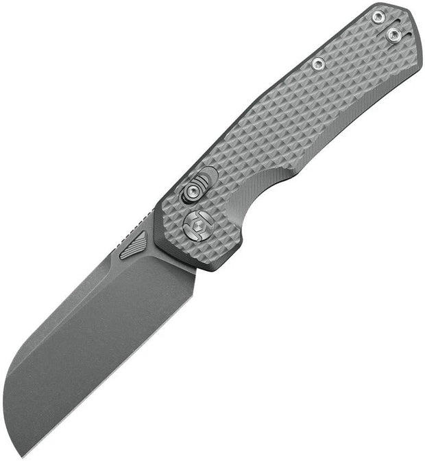 Kunwu Knives Compact Chad XT Lock Knife PM60 Stonewashed Sheepsfoot Blade Titanium Diamond Texture Handle EDC Ready by Kunwu Knives