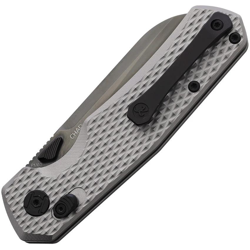 Premium Kunwu Chad XT Lock Titanium EDC Knife With DLC Sheepsfoot Blade PM60 Steel Gray Ti Handle by Kunwu Knives