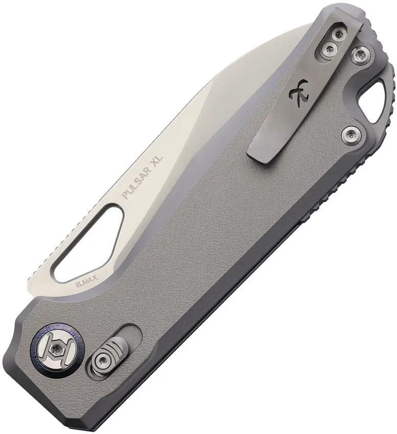 Kunwu Knives Pulsar XT Lock Op Orange Peel Titanium Handle X705XL-T2 EDC Knife With Elmax Drop Point Blade by Kunwu Knives