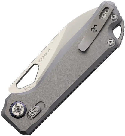 Kunwu Knives Pulsar XT Lock Op Orange Peel Titanium Handle X705XL-T2 EDC Knife With Elmax Drop Point Blade by Kunwu Knives