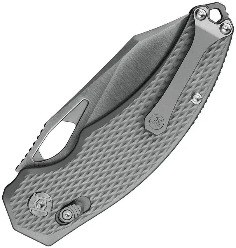 Kunwu Knives X Padre XT Lock Knife Satin Elmax Blade Gray Textured Titanium Handle Thumb Pull Pocket Clip Lanyard EDC by Kunwu Knives
