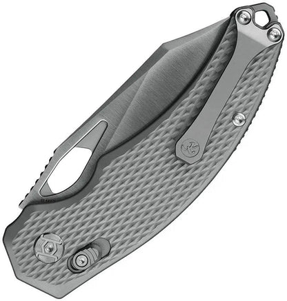 Kunwu Knives X Padre XT Lock Knife Satin Elmax Blade Gray Textured Titanium Handle Thumb Pull Pocket Clip Lanyard EDC by Kunwu Knives