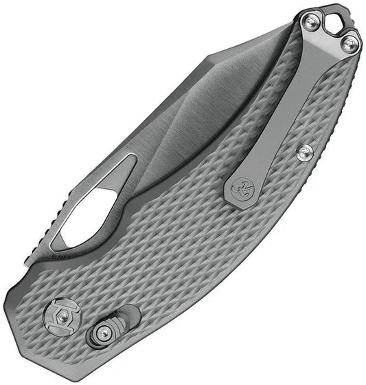 Kunwu Knives X Padre XT Lock Knife Satin Elmax Blade Gray Textured Titanium Handle Thumb Pull Pocket Clip Lanyard EDC by Kunwu Knives
