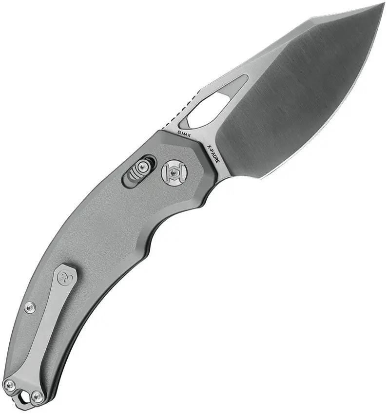 Kunwu X Padre XT Lock Knife With Elmax Blade Satin Finish Titanium Orange Peel Handle Pocket Clip For EDC Enthusiasts by Kunwu Knives