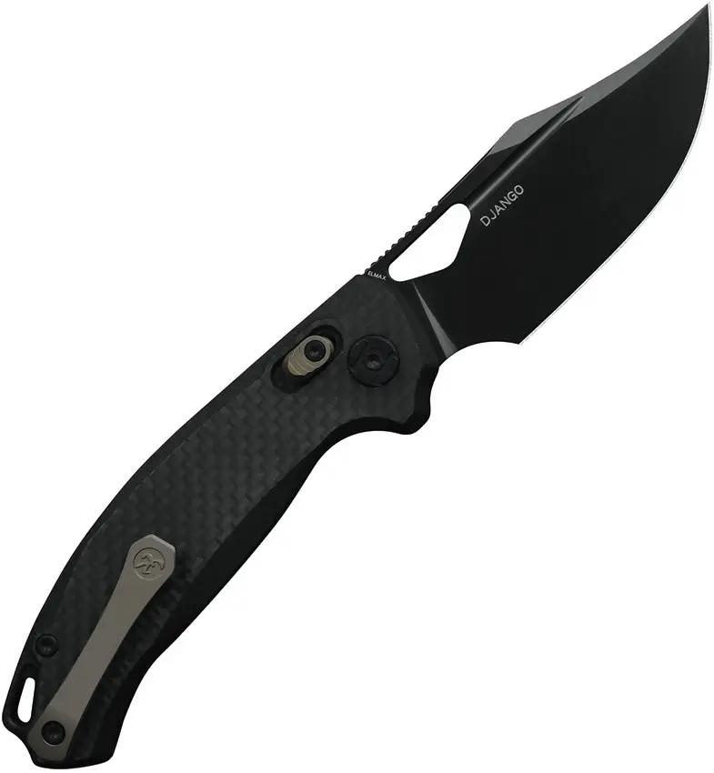 Kunwu Knives Django Crossbar Lock EDC Knife With DLC Black Elmax Blade And Carbon Fiber Handle by Kunwu Knives