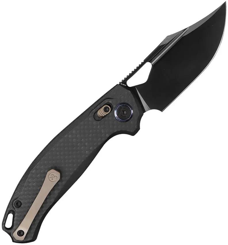 Kunwu Django Crossbar Lock Knife NX707XLF DLC Elmax Blade Carbon Fiber Handle For EDC Enthusiasts by Kunwu Knives