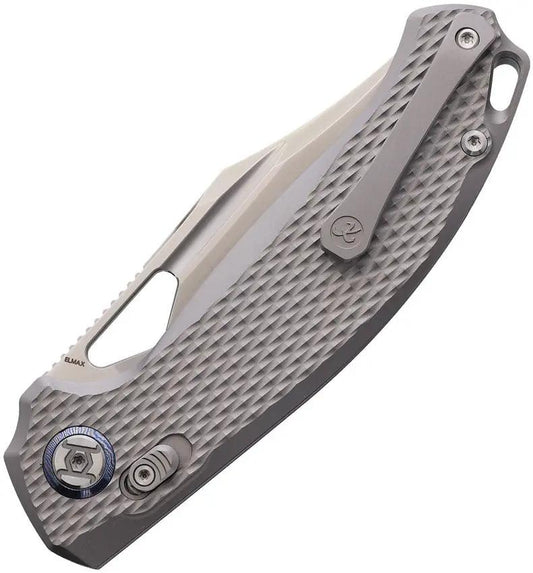 Kunwu Django XL XT Lock Knife With Elmax Clip Point Blade And Titanium Diamond Texture Handle For EDC Enthusiasts by Kunwu Knives