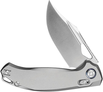 Kunwu Knives Django XL XT Lock OP Elmax Satin Blade Orange Peel Titanium Handle For EDC Enthusiasts by Kunwu Knives