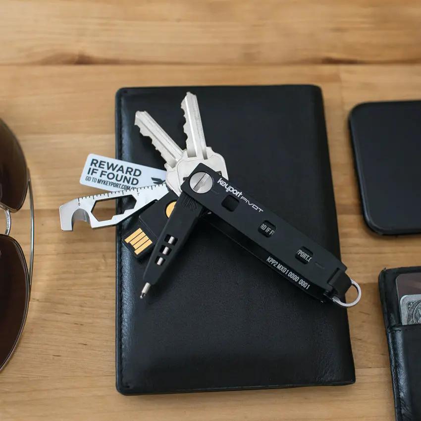 Keyport Pivot 2.0 Aluminum Black - Compact Eight-Key And Tool Inserts Organizer For Everyday Carry by Keyport