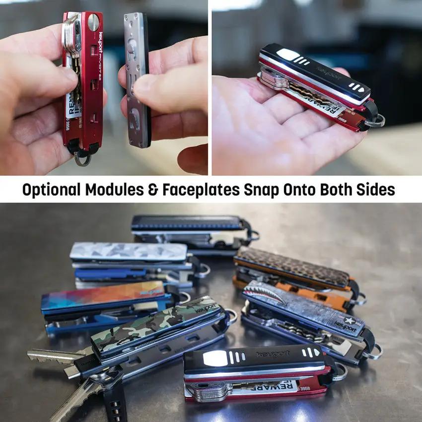 Keyport Pivot 2.0 Aluminum Black - Compact Eight-Key And Tool Inserts Organizer For Everyday Carry by Keyport