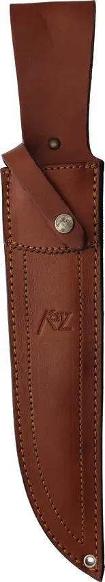 Katz Alamo Bowie White Micarta CB10WM - XT75 Steel Bowie Knife With White Micarta Handle And Brown Leather Sheath by Katz