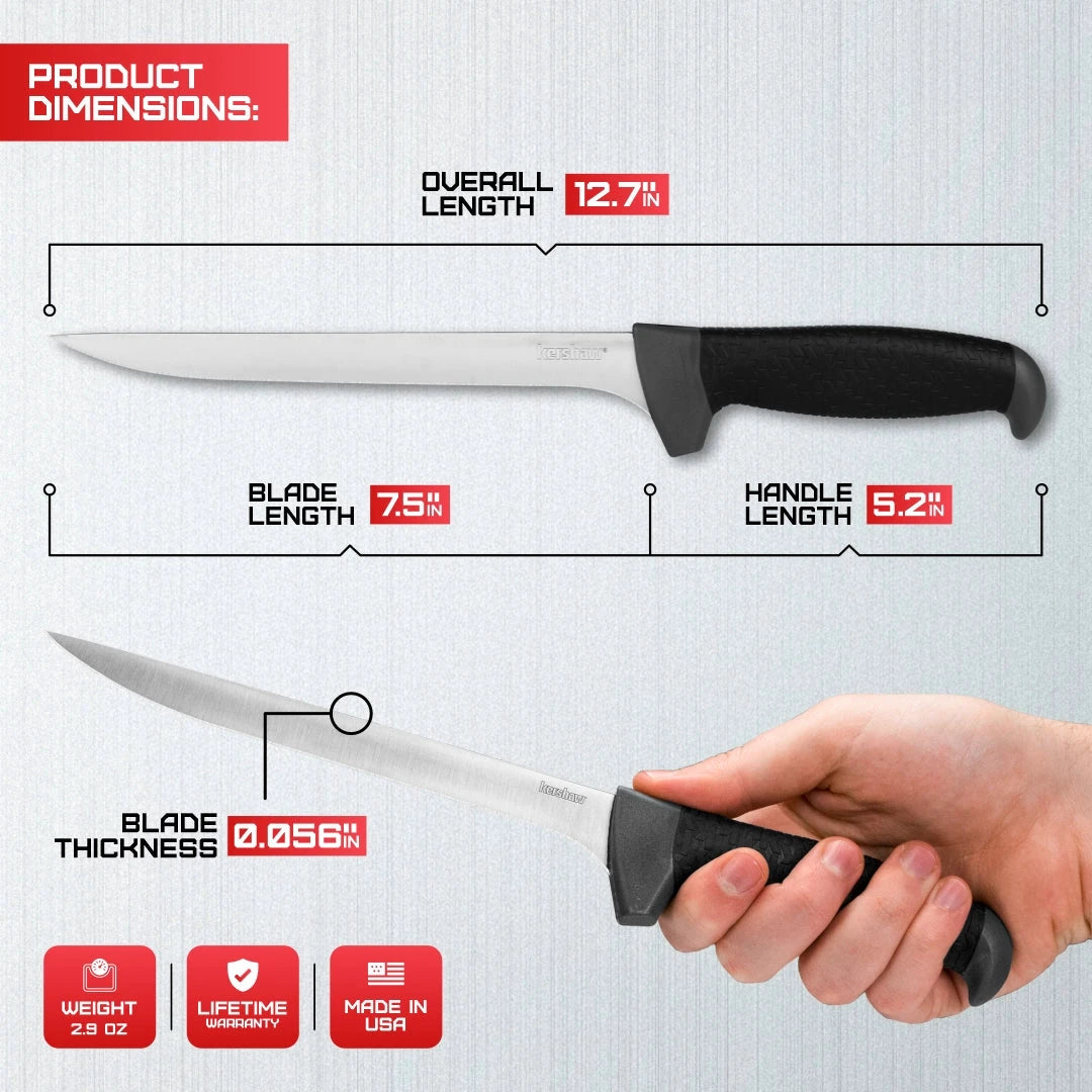 Kershaw 7.5" Narrow Fillet Knife – Precision for Every Catch by Kershaw