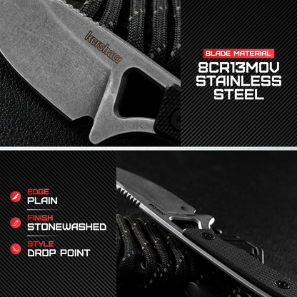 Kershaw Brace Fixed Blade 2085 – Compact Neck Knife, Maximum Utility