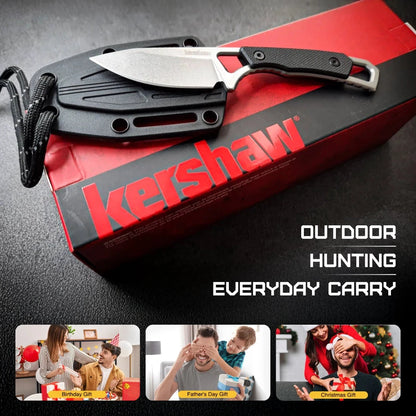 Kershaw Brace Fixed Blade 2085 – Compact Neck Knife, Maximum Utility