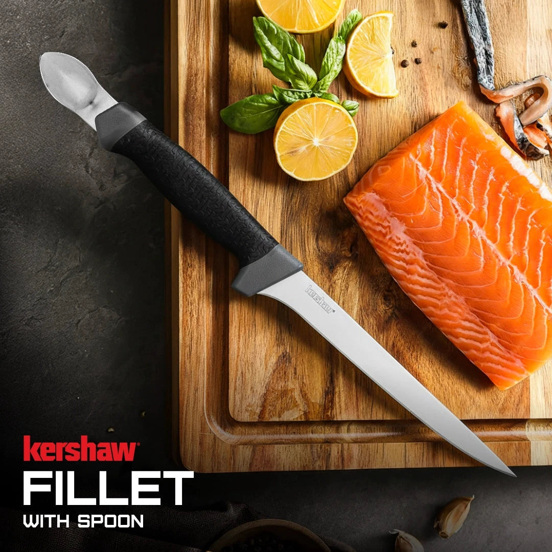 7 Inch Boning Knife With Spoon For Freshwater And Saltwater Fish Prep Anglers Fast Precise Tool by Kershaw