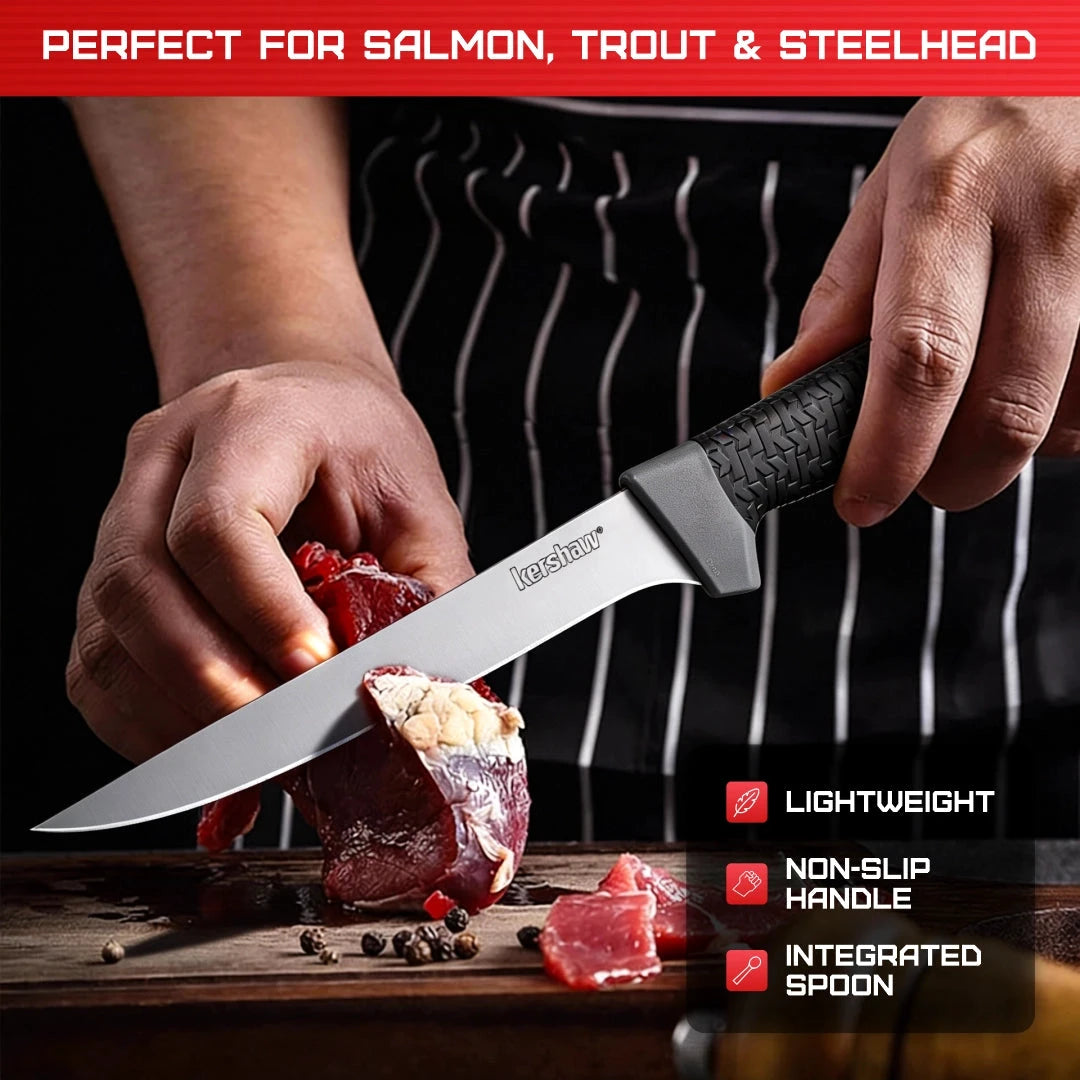 7 Inch Boning Knife With Spoon For Freshwater And Saltwater Fish Prep Anglers Fast Precise Tool by Kershaw
