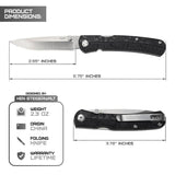 CRKT Kith Front Lock Knife by Ken Steigerwalt for EDC Carry, Satin 3in 8Cr13MoV Blade, Textured GRN Handle by CRKT