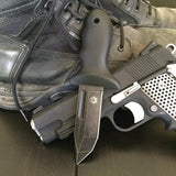 Leo Combat Triple-O Knife TOK - 6 5/8in Overall, 3.25in Black Stonewash Stainless Tanto, Kydex Sheath by Leo Combat
