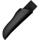 Linder Super Edge 1 Fixed Blade Knife - Satin ATS 34 3.63 Inch Blade Black Rubber Handle Leather Belt Sheath by Linder