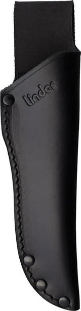 Linder Super Edge 5 Fixed Blade Knife - 5 Inch Satin ATS-34 Blade With Black TPE Handle And Black Leather Belt Sheath by Linder