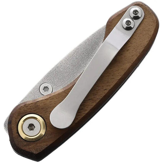 Leader Knives Fuga F101 Linerlock - Compact 2.5 Inch 4116 Stainless Blade With Walnut Handle Pocket Clip by Leader Knives
