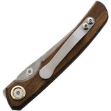 Leader Knives Fuga F102 Linerlock Folding Knife - Walnut Handle, 3.5 Inch 4116 Stainless Steel Blade by Leader Knives